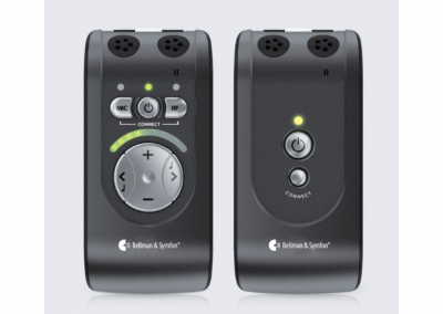 Domino Pro Assistive Listening System displaying the transmitter and the receiver